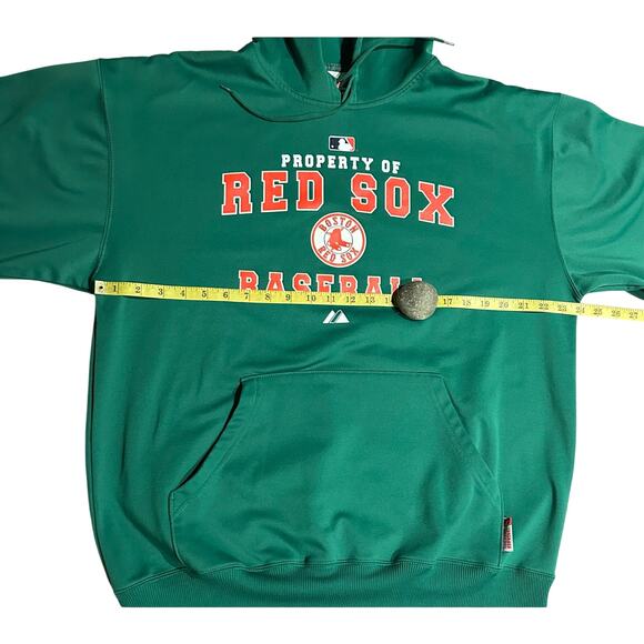 Boston Red Sox Hoodie Large Green Therma Base Majestic MLB Sweatshirt Baseball - Picture 3 of 9